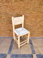 White Rope Wooden Chair handcrafted from solid wood with a handwoven white rope seat