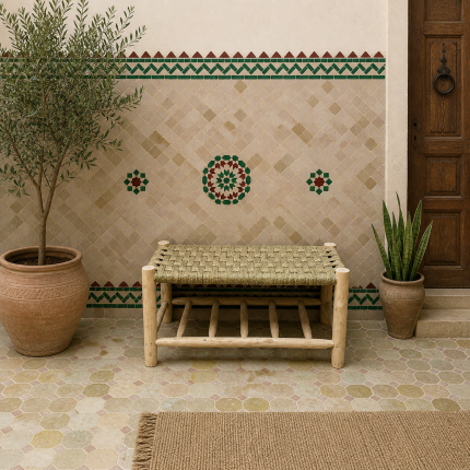 Handmade Wooden Shoe Storage Bench with Built-In Storage Shelf and Solid Wood Frame