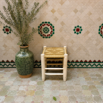 Small Yellow Rope Stool handcrafted from solid wood with a handwoven yellow rope seat