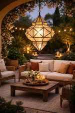 Geometrische Marokkanische Hängelampe – Deckenleuchte aus Glas & Metall