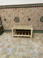 Handmade Wooden Shoe Storage Bench with Built-In Storage Shelf and Solid Wood Frame
