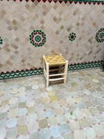 Small Yellow Rope Stool handcrafted from solid wood with a handwoven yellow rope seat