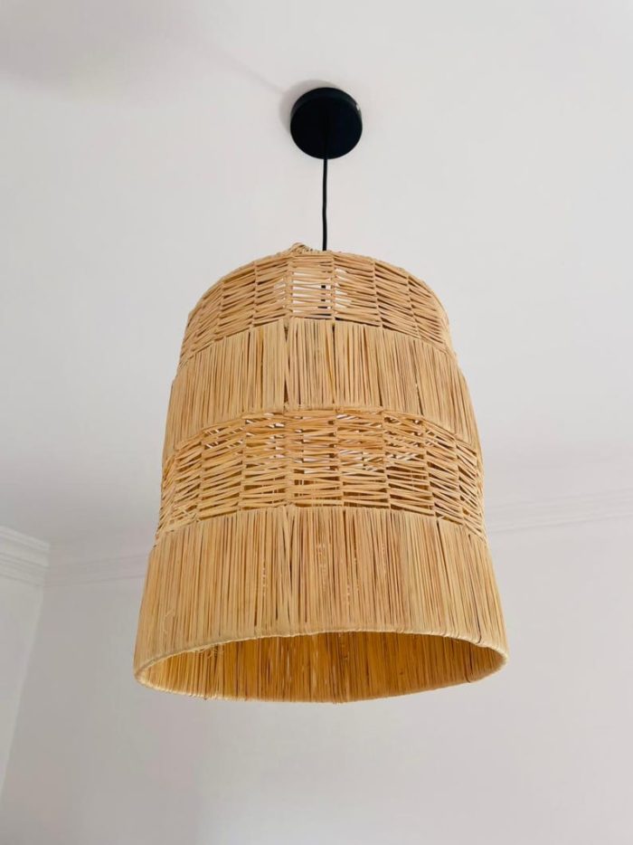 Handgeflochtene marokkanische Raffia-Pendelleuchte – mehrstufige Deckenlampe – Bild 3