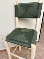 Marokkanischer Boho-Barhocker mit grünem Seil – handgefertigter Holz-Hocker – Bild 4