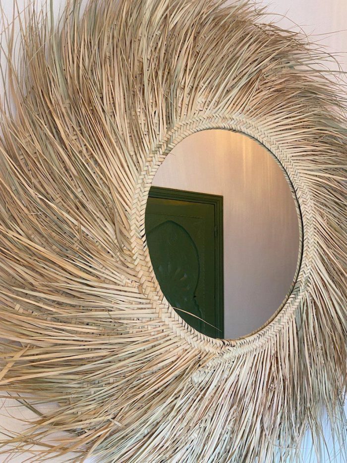 Runder marokkanischer Stroh-Spiegel – handgeflochtener Paille-Wandspiegel – Bild 4