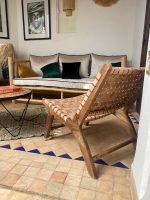 Marokkanischer Nussbaum-Sessel mit Naturleder – handgefertigter Relax-Chair – Bild 6