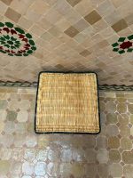 Marokkanischer Geflochtener Pouf – Grün & Gelb, Handgemacht in Marrakech – Bild 4