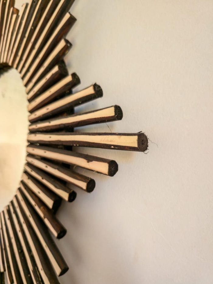 Marokkanischer Holzspiegel – runder handgeflochtener Rahmen – Bild 5