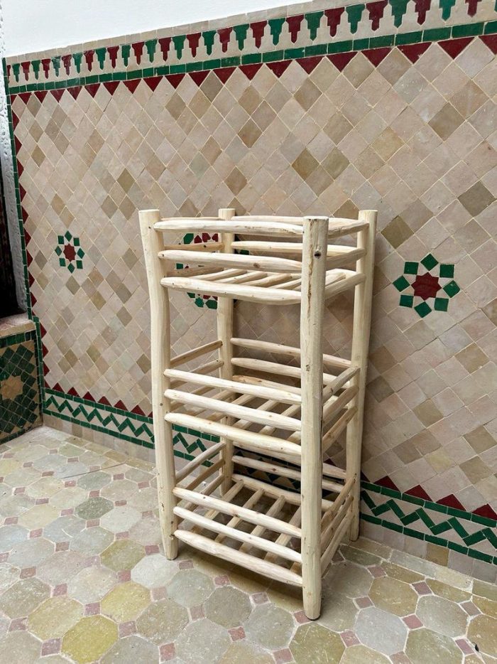 Handgefertigtes Holz Schuhregal – Rustikaler 3-Etagen Schuh-Organizer – Bild 3