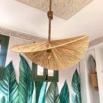 Handgefertigte Raffia-Pendelleuchte – marokkanischer Parasol-Lampenschirm