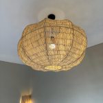 Handgeflochtene Raffia-Pendelleuchte – runde natürliche Deckenlampe