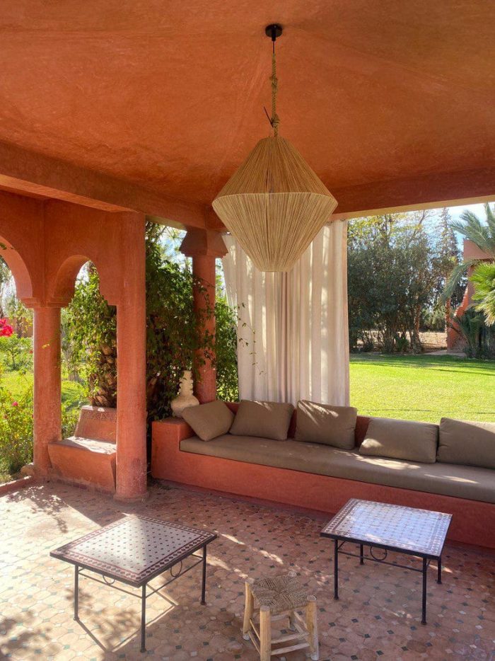 Handgefertigte Raffia-Pendelleuchte – marokkanische Hängelampe – Bild 3