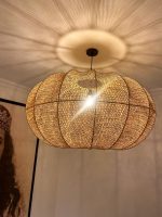 Handgeflochtene Raffia-Pendelleuchte – runde natürliche Deckenlampe