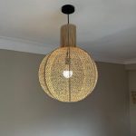 Natürliche Raffia-Pendelleuchte – runde geflochtene Deckenlampe