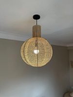 Natürliche Raffia-Pendelleuchte – runde geflochtene Deckenlampe