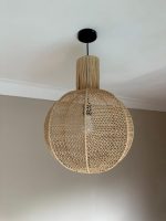 Natürliche Raffia-Pendelleuchte – runde geflochtene Deckenlampe – Bild 6
