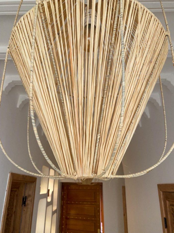 Marokkanische Laternen-Pendelleuchte mit ausgestellter Form – Naturfaser-Lampe – Bild 4