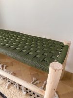 Handgeflochtene marokkanische Bank mit grünem Seil – handgefertigt aus Eukalyptusholz – Bild 6
