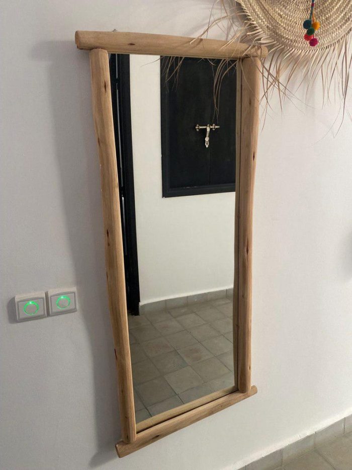 Handgefertigter rechteckiger Holzspiegel – natürlicher Holzrahmen – Bild 6