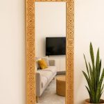 Handgefertigter rechteckiger Holzspiegel – natürlicher Massivholzrahmen