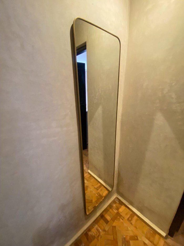 Marokkanischer rechteckiger handgefertigter Wandspiegel aus Messing – Bild 3