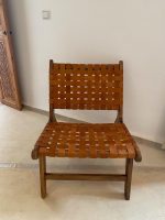 Marokkanischer Nussbaum-Sessel mit braunem Leder – handgefertigter Relax-Lounge-Chair – Bild 6