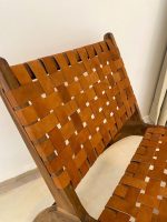 Marokkanischer Nussbaum-Sessel mit braunem Leder – handgefertigter Relax-Lounge-Chair – Bild 4