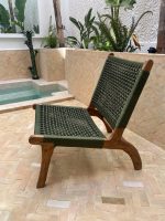 Marokkanischer Nussbaum-Sessel mit grüner Kordel – handgeflochtener Relax-Sessel – Bild 6