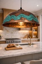 Handgefertigte Gealterte Kupfer Dome Pendelleuchte – Vintage Patina, Kücheninsel & Esstisch – Bild 2