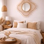 Marokkanischer Holzspiegel mit Kordel – runder handgeflochtener Rahmen