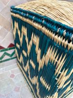 Marokkanischer Geflochtener Pouf – Grün & Gelb, Handgemacht in Marrakech – Bild 3