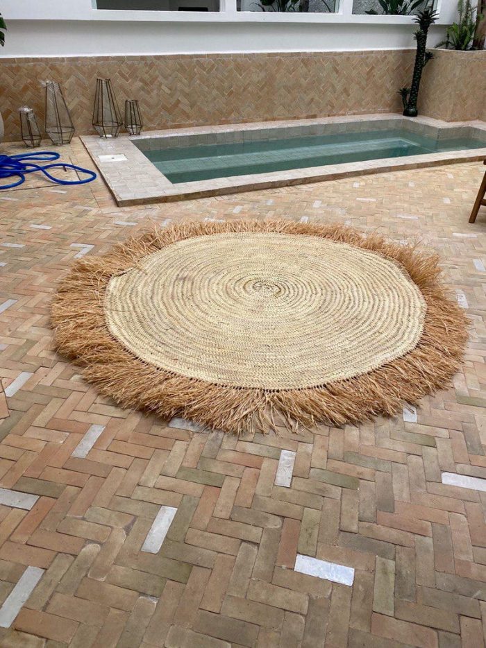 Runder Raffia Teppich – Handgeflochtener Naturfaser Teppich, Boho & Coastal – Bild 3