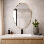 Antiker Messing-Wandspiegel mit geschwungener Form – eleganter Statement-Spiegel