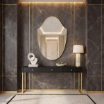 Antiker Messing-Wandspiegel mit geschwungener Form – eleganter Statement-Spiegel – Bild 3