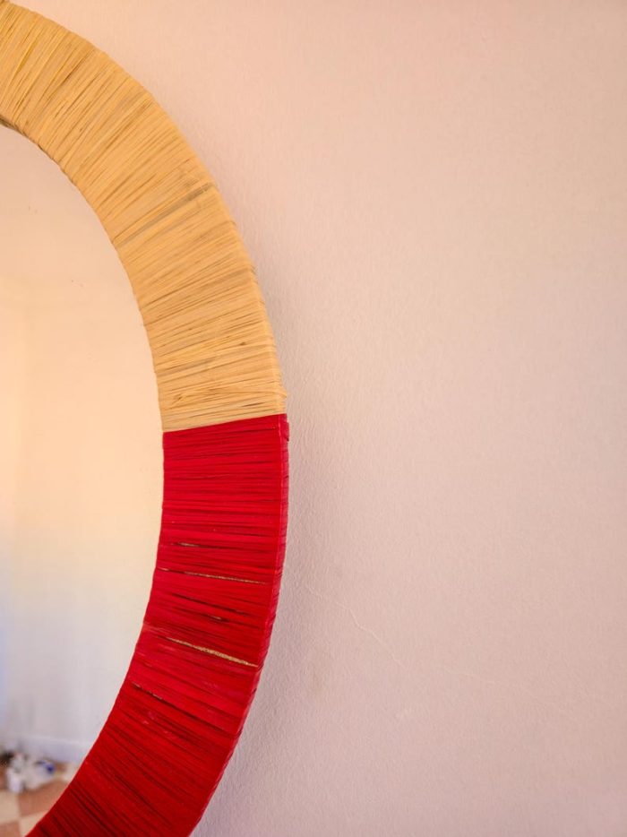 Marokkanischer Raffia-Spiegel – runder handgeflochtener Wandspiegel – Bild 2