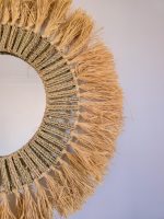 Marokkanischer Raffia-Kordel-Rundspiegel – handgeflochtene Artisan-Deko – Bild 4