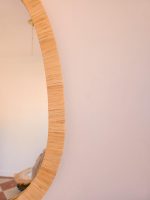 Marokkanischer Raffia-Spiegel – handgefertigter eiförmiger Wandspiegel – Bild 4