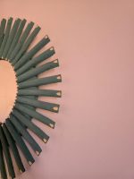 Marokkanischer Holzspiegel – runder handgeflochtener Raffia-Rahmen – Bild 6