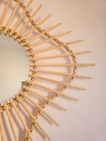 Marokkanischer Holzspiegel mit Kordel – runder handgeflochtener Rahmen – Bild 2