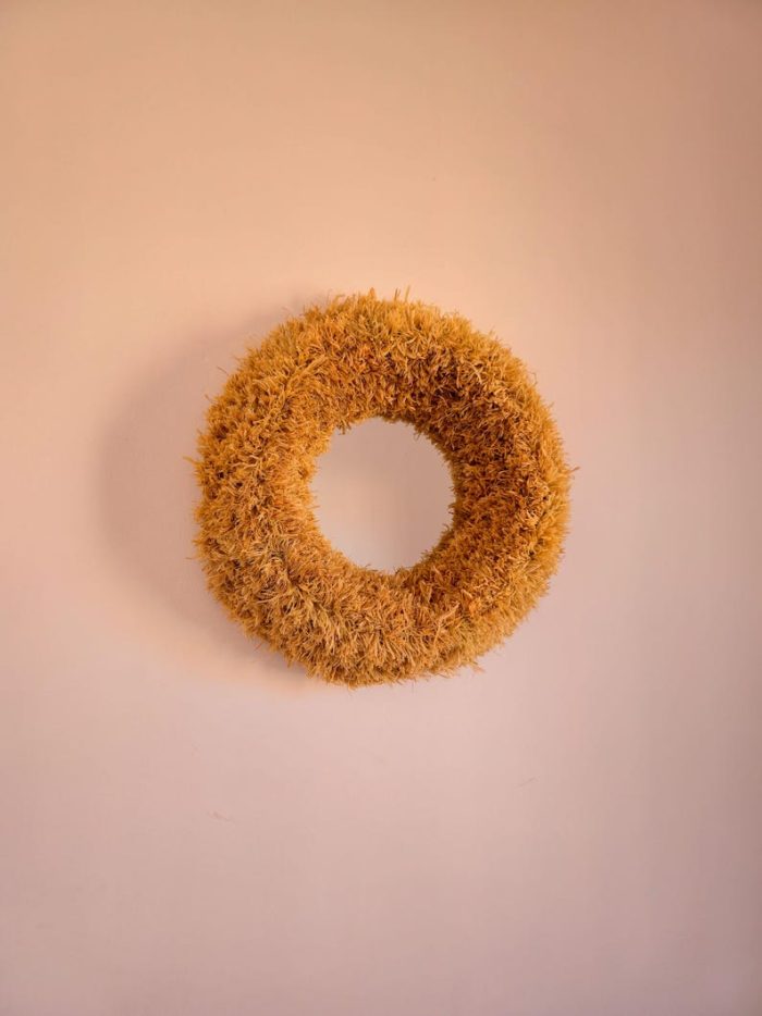 Marokkanischer Raffia-Spiegel – runder handgeflochtener Wandspiegel – Bild 6