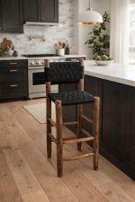 Set marokkanischer Boho-Barhocker mit schwarzem Seil – handgefertigt – Bild 3