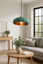Handgefertigte Gealterte Kupfer Dome Pendelleuchte – Warme Patina, Kücheninsel & Esstisch