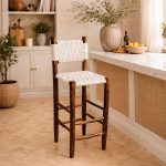 Set marokkanischer Boho-Barhocker mit weißer Seilflechtung – handgefertigt