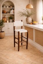 Set marokkanischer Boho-Barhocker mit weißer Seilflechtung – handgefertigt