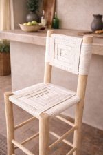 Set marokkanischer Boho-Barhocker mit weißer Seilflechtung – handgefertigt – Bild 2