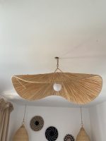 Handgefertigte Raffia-Pendelleuchte – marokkanischer Parasol-Lampenschirm – Bild 6