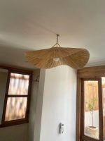 Handgefertigte Raffia-Pendelleuchte – marokkanischer Parasol-Lampenschirm – Bild 7