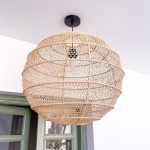 Handgeflochtene Raffia-Pendelleuchte – runde natürliche Deckenlampe
