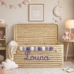 Personalisierbare Spielzeugtruhe aus Palmblatt – Aufbewahrungsbox 80 cm