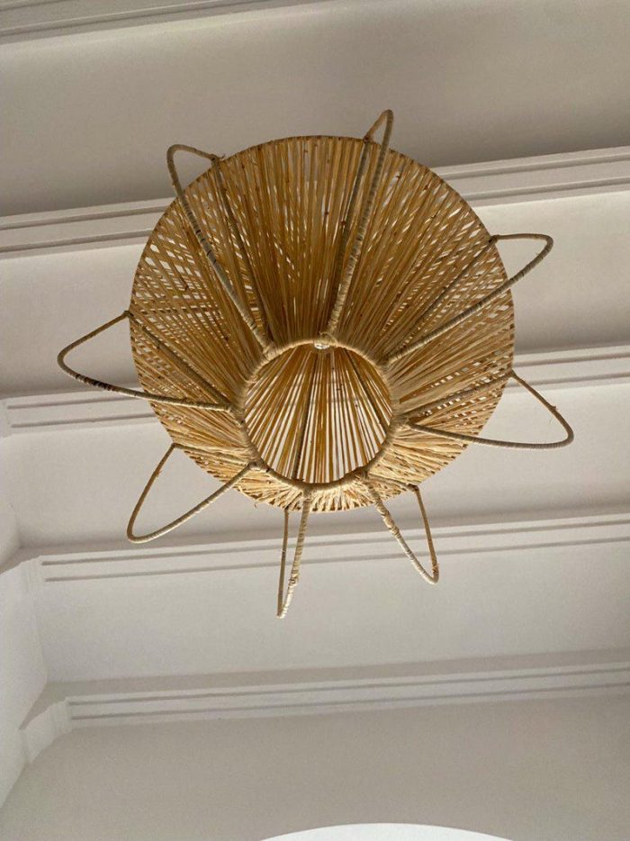 Marokkanische Laternen-Pendelleuchte mit ausgestellter Form – Naturfaser-Lampe – Bild 5